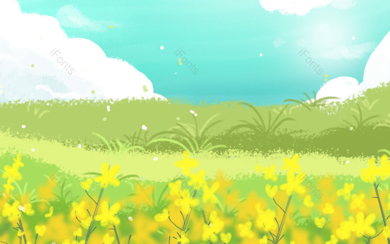 春季植物装饰插画花朵白云云朵风景背景,插画/手绘图,插画/手绘图库,插画/手绘图下载,插画/手绘